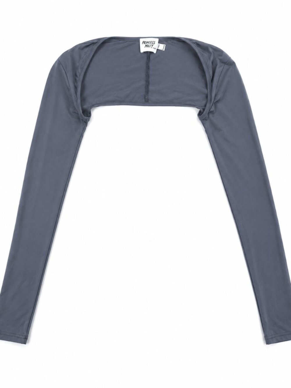 Princess Polly Gray Long Sleeve Bolero Shrug Women's 4 Cropped Open Front Y2K